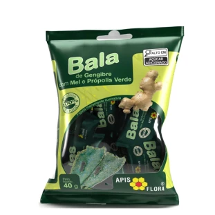 BALAS GENGIBRE COM MEL E PROPOLIS VERDE APIS FLORA 40G