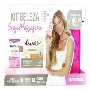 KIT GRAZI MASSAFERA HAIRSKIN+DERMUP MAXINUTRI (SABORES)